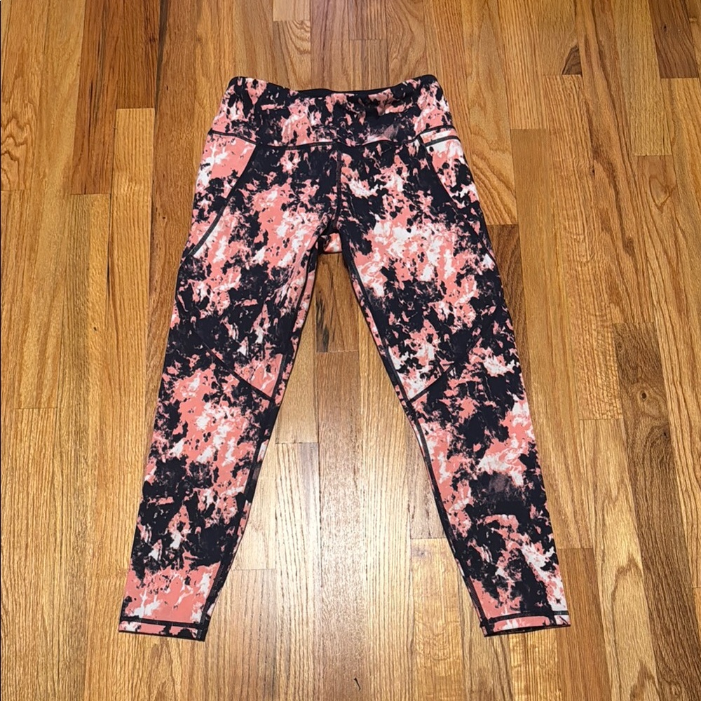 Sweaty Betty Power 7/8 Workout Leggings in Pink Abstract Tie Dye Print - Picture 2 of 7